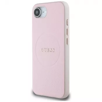 Guess Capa MagSafe Grained Ring para Apple iPhone 16e (rosa)