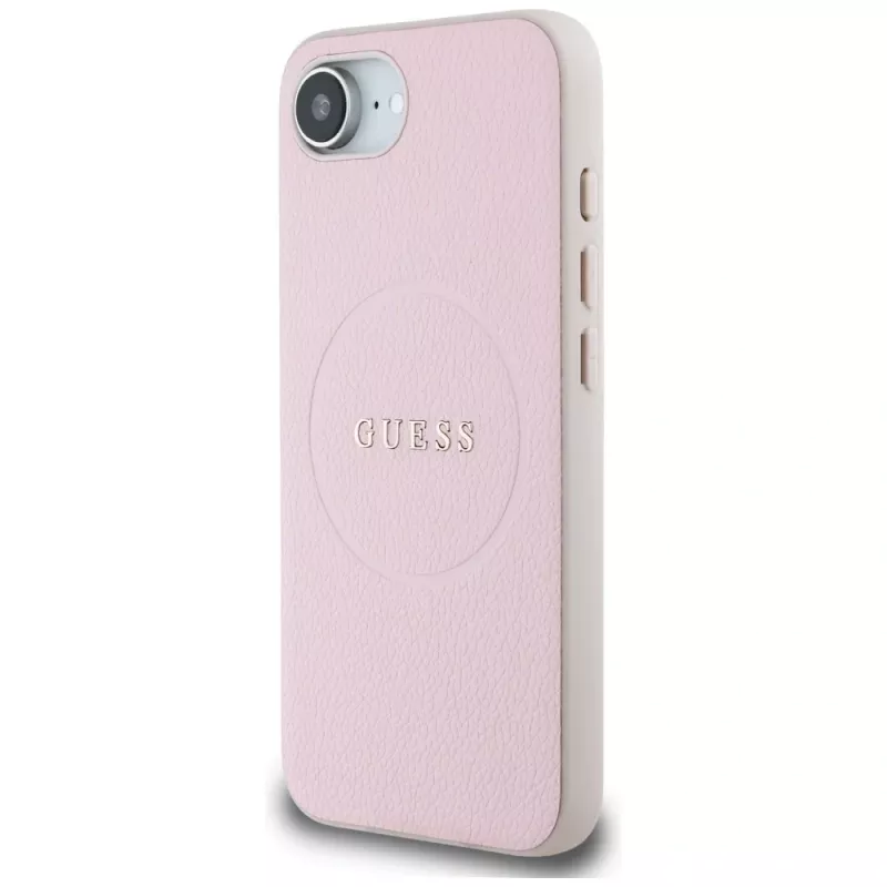 Guess Capa MagSafe Grained Ring para Apple iPhone 16e (rosa)