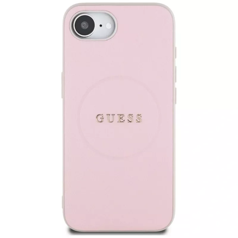 Guess Capa MagSafe Grained Ring para Apple iPhone 16e (rosa)