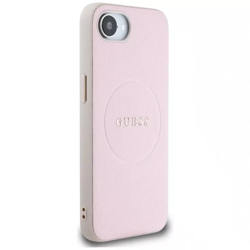 Guess Capa MagSafe Grained Ring para Apple iPhone 16e (rosa)