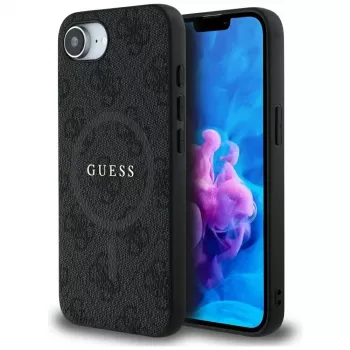 Guess Capa MagSafe 4G Ring Classic Logo para iPhone 16e (preto)