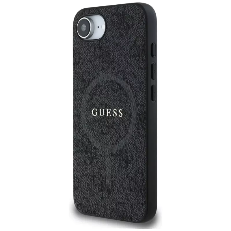 Guess Capa MagSafe 4G Ring Classic Logo para iPhone 16e (preto)