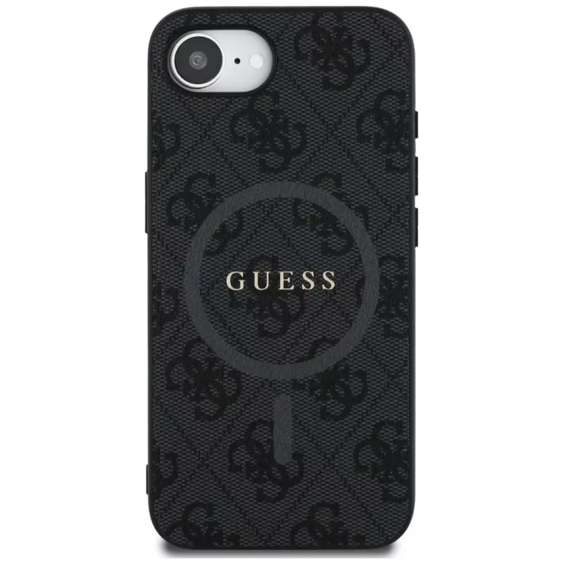 Guess Capa MagSafe 4G Ring Classic Logo para iPhone 16e (preto)