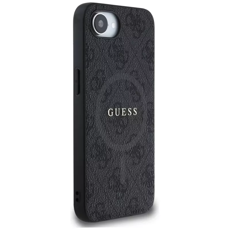 Guess Capa MagSafe 4G Ring Classic Logo para iPhone 16e (preto)