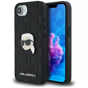 Karl Lagerfeld Capa Monogram Karl Head Pin para iPhone 16e / 17e, preto