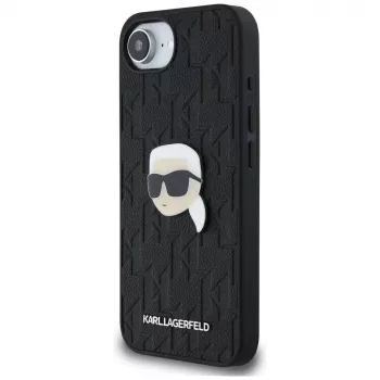 Karl Lagerfeld Capa Monogram Karl Head Pin para iPhone 16e / 17e, preto