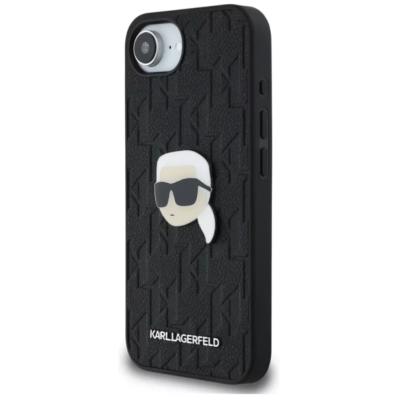 Karl Lagerfeld Capa Monogram Karl Head Pin para iPhone 16e / 17e, preto