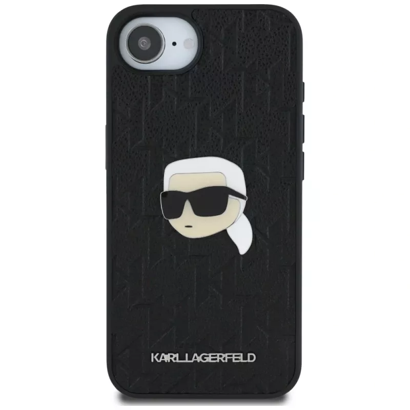 Karl Lagerfeld Capa Monogram Karl Head Pin para iPhone 16e / 17e, preto