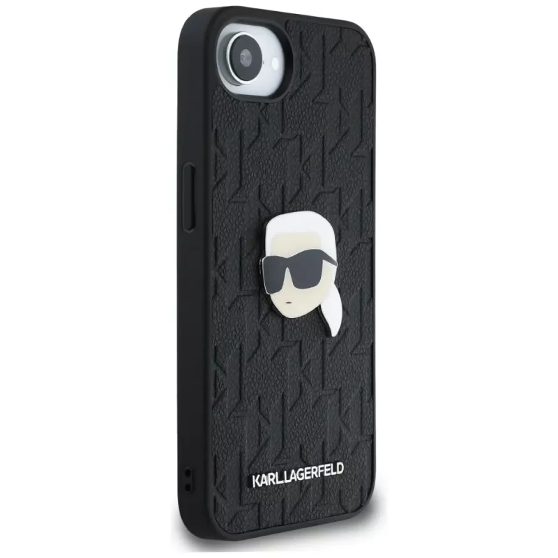 Karl Lagerfeld Capa Monogram Karl Head Pin para iPhone 16e / 17e, preto