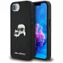 Karl Lagerfeld Capa Fixed Glitter Karl & Choupette Heads Metal Pin para Apple iPhone 16e (preto)