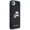 Karl Lagerfeld Capa Fixed Glitter Karl & Choupette Heads Metal Pin para Apple iPhone 16e (preto)