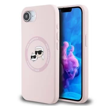 Karl Lagerfeld Capa MagSafe Silicone Karl & Choupette Heads para iPhone 16e / 17e rosa