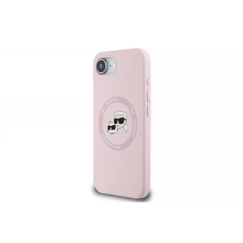 Karl Lagerfeld Capa MagSafe Silicone Karl & Choupette Heads para iPhone 16e / 17e rosa