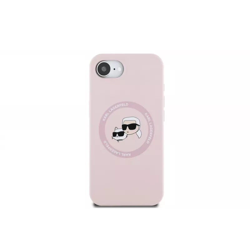 Karl Lagerfeld Capa MagSafe Silicone Karl & Choupette Heads para iPhone 16e / 17e rosa