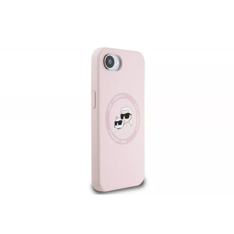 Karl Lagerfeld Capa MagSafe Silicone Karl & Choupette Heads para iPhone 16e / 17e rosa