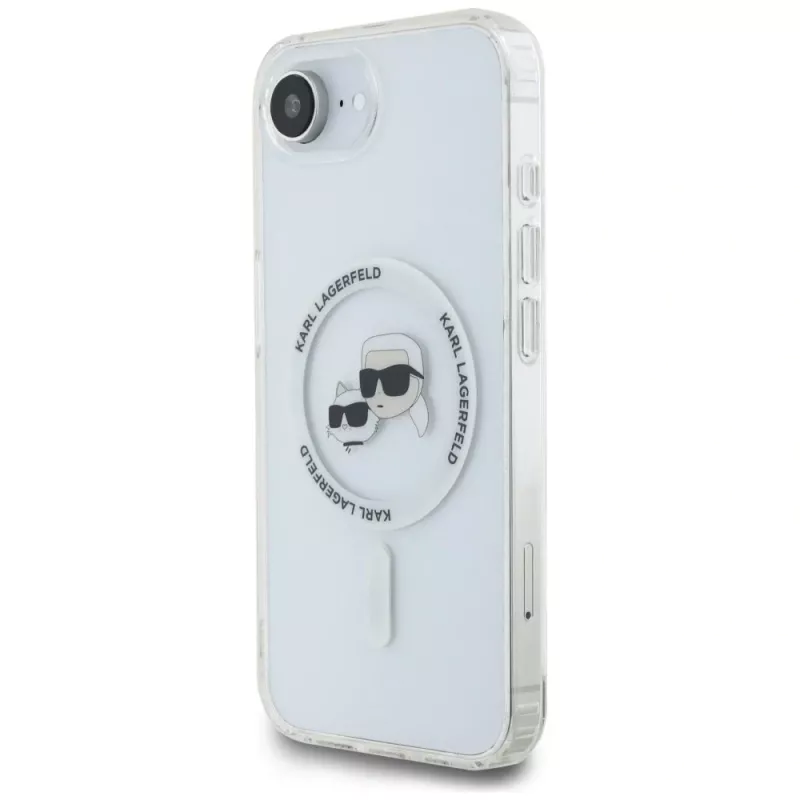 KARL LAGERFELD Capa MagSafe IML Metal Karl & Choupette Heads para iPhone 16e/17e branco