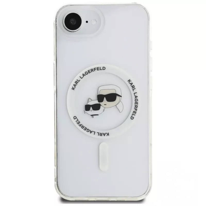 KARL LAGERFELD Capa MagSafe IML Metal Karl & Choupette Heads para iPhone 16e/17e branco