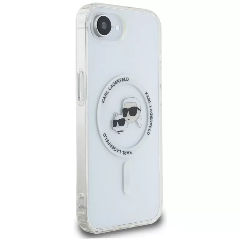 KARL LAGERFELD Capa MagSafe IML Metal Karl & Choupette Heads para iPhone 16e/17e branco