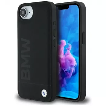 BMW Capa Leather Hot Stamp para iPhone 16e / 17e preto