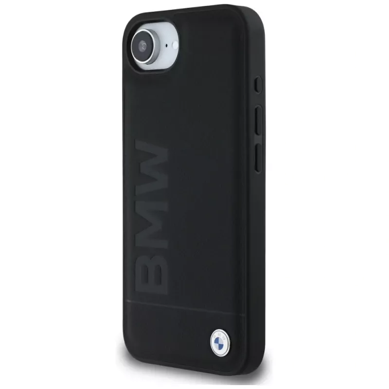 BMW Capa Leather Hot Stamp para iPhone 16e / 17e preto