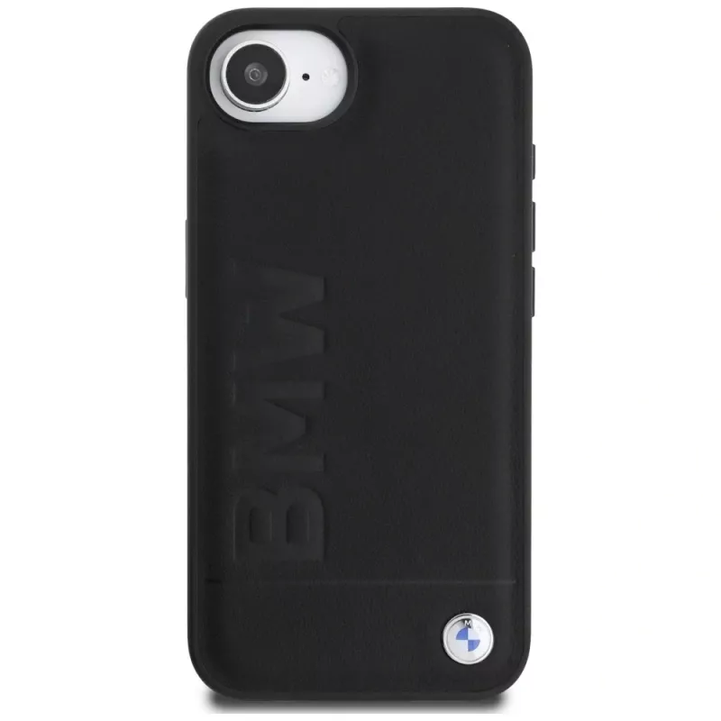 BMW Capa Leather Hot Stamp para iPhone 16e / 17e preto