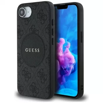Guess Capa MagSafe 4G Circle Classic Logo para iPhone 16e - preto