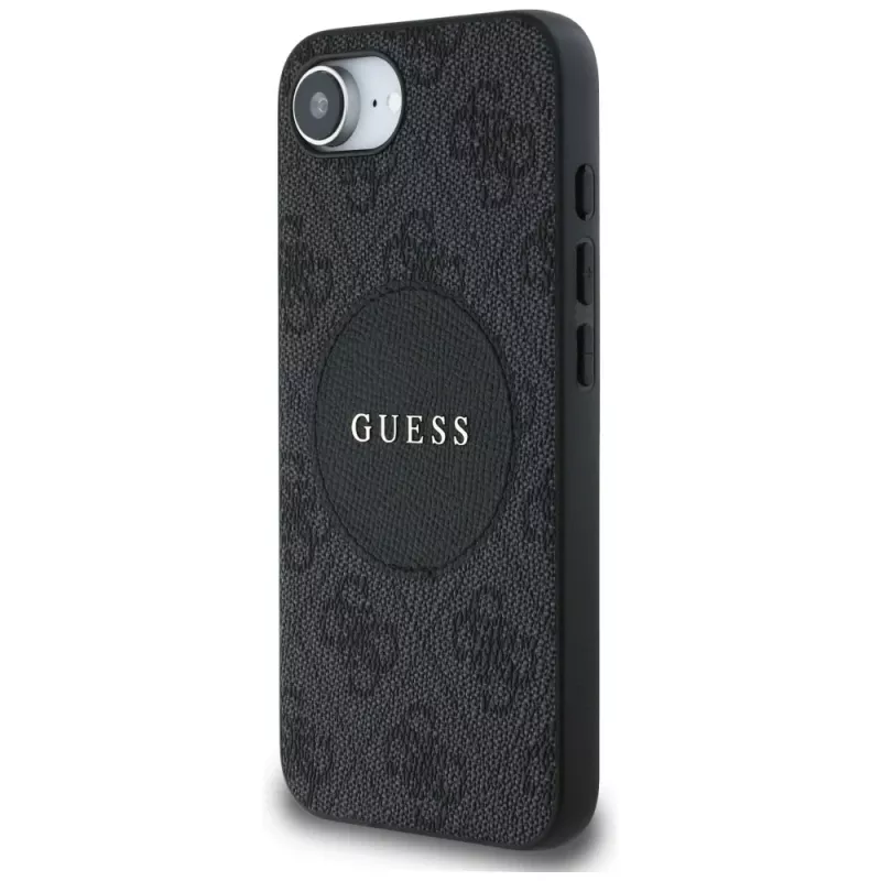 Guess Capa MagSafe 4G Circle Classic Logo para iPhone 16e - preto