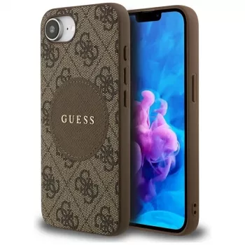 Guess Capa MagSafe 4G Circle Classic Logo para iPhone 16e (castanho)