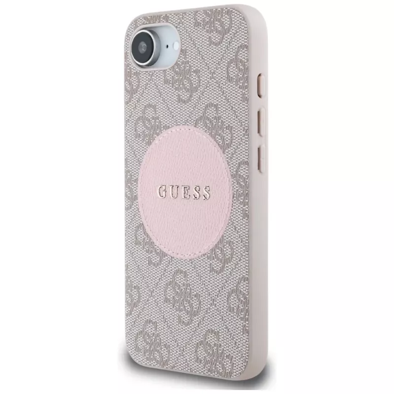 Guess Capa MagSafe 4G Circle Classic Logo para iPhone 16e - rosa