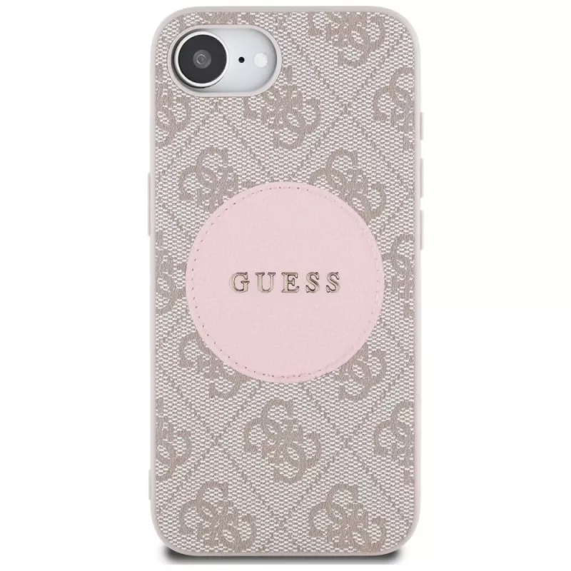 Guess Capa MagSafe 4G Circle Classic Logo para iPhone 16e - rosa