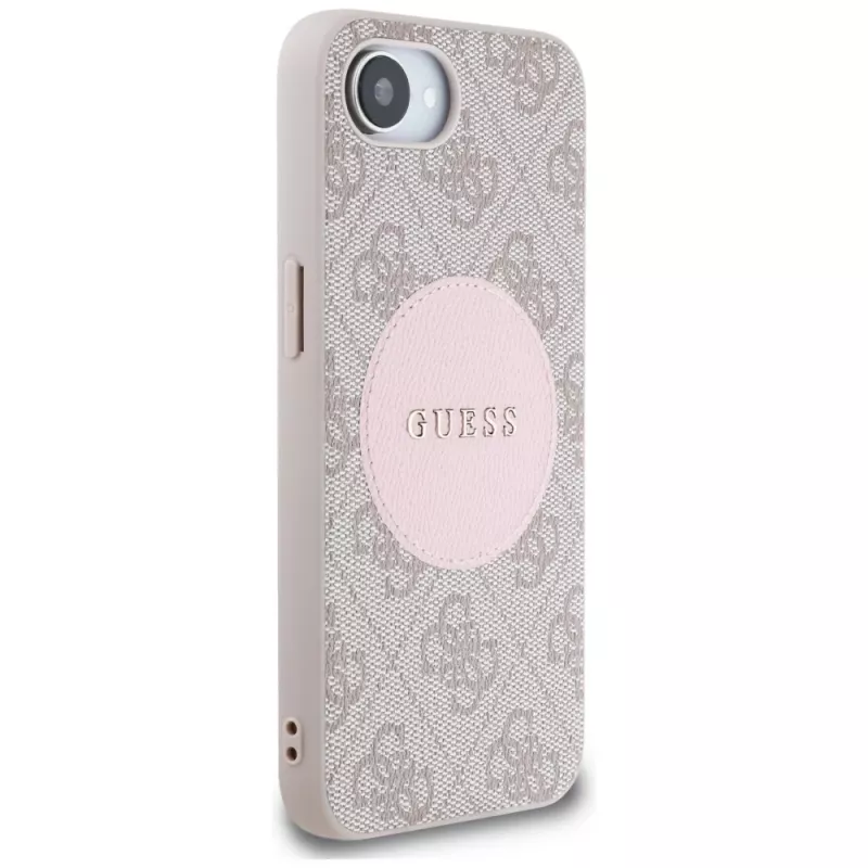 Guess Capa MagSafe 4G Circle Classic Logo para iPhone 16e - rosa