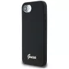 Guess Capa MagSafe Silicone Script Metal Logo para iPhone 16e (preto)