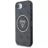 Guess Capa MagSafe IML Metal Glitter 4G Circle Triangle para iPhone 16e (preto)