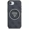 Guess Capa MagSafe IML Metal Glitter 4G Circle Triangle para iPhone 16e (preto)