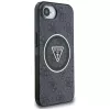 Guess Capa MagSafe IML Metal Glitter 4G Circle Triangle para iPhone 16e (preto)