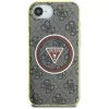 Guess Capa MagSafe IML Metal Glitter 4G Circle Triangle para Apple iPhone 16e (castanho)