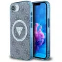 Guess Capa MagSafe IML Metal Glitter 4G Circle Triangle para iPhone 16e (azul)