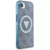 Guess Capa MagSafe IML Metal Glitter 4G Circle Triangle para iPhone 16e (azul)