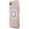 Guess Capa MagSafe IML Metal Glitter 4G Circle Triangle para Apple iPhone 16e (rosa)
