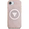 Guess Capa MagSafe IML Metal Glitter 4G Circle Triangle para Apple iPhone 16e (rosa)