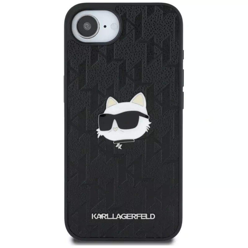 KARL LAGERFELD Capa Monogram Choupette Head Pin para iPhone 16e / 17e preto