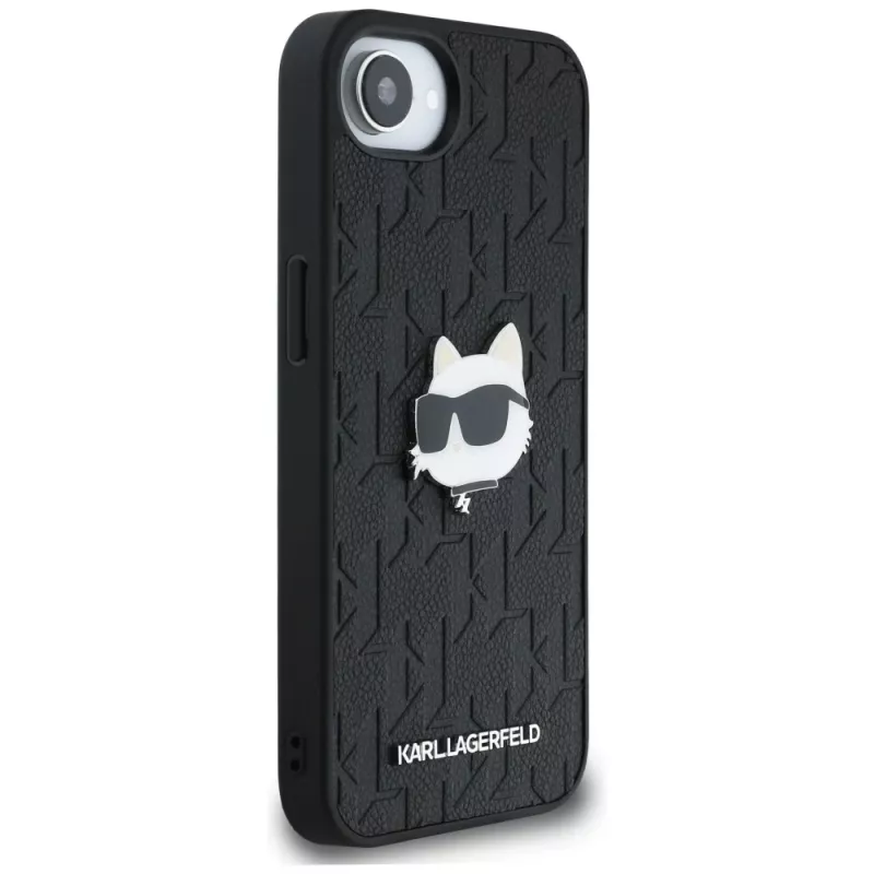 KARL LAGERFELD Capa Monogram Choupette Head Pin para iPhone 16e / 17e preto