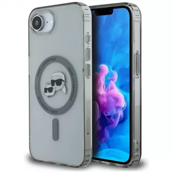 Capa MagSafe KARL LAGERFELD IML Metal Karl & Choupette Heads para iPhone 16e / 17e, preto