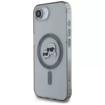 Capa MagSafe KARL LAGERFELD IML Metal Karl & Choupette Heads para iPhone 16e / 17e, preto