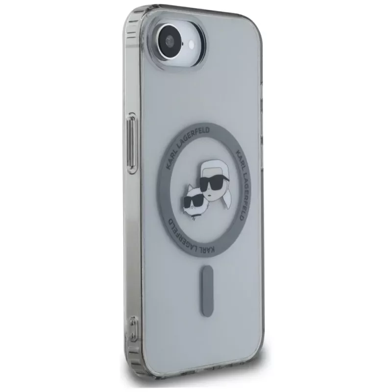 Capa MagSafe KARL LAGERFELD IML Metal Karl & Choupette Heads para iPhone 16e / 17e, preto