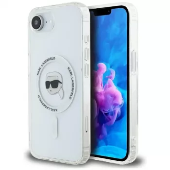 Capa MagSafe Karl Lagerfeld IML Metal Karl Head para iPhone 16e/17e, branco