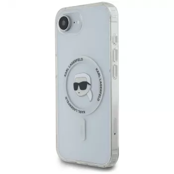 Capa MagSafe Karl Lagerfeld IML Metal Karl Head para iPhone 16e/17e, branco