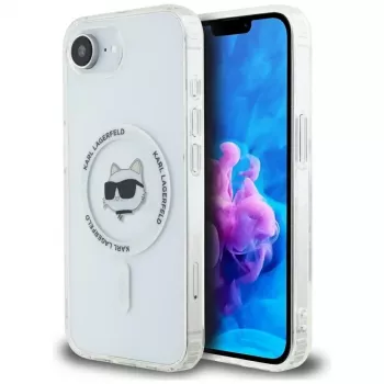 Capa MagSafe KARL LAGERFELD IML Metal Choupette Head para iPhone 16e / 17e, branco