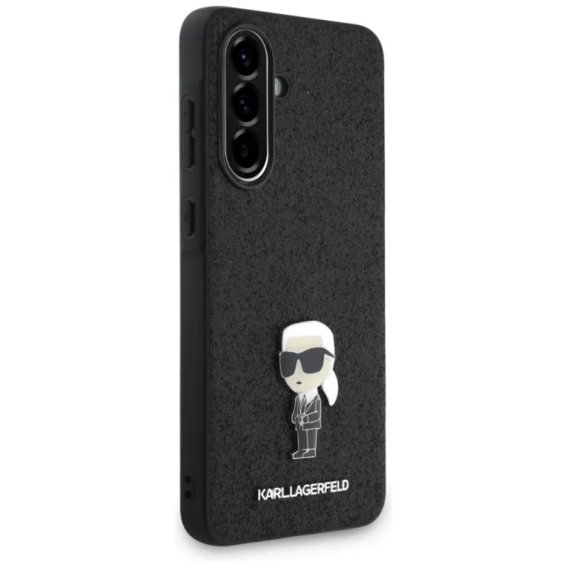 Capa Karl Lagerfeld Fixed Glitter Ikonik Logo Metal Pin para Samsung Galaxy A36 - preto