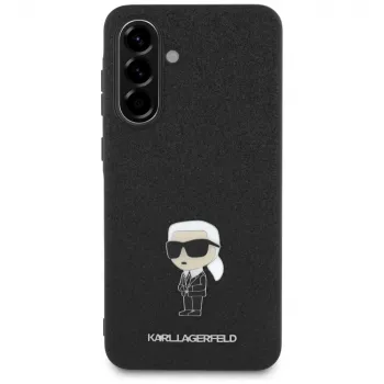 Capa traseira Karl Lagerfeld Fixed Glitter Ikonik Logo Metal Pin para Samsung Galaxy A56 5G (preto)
